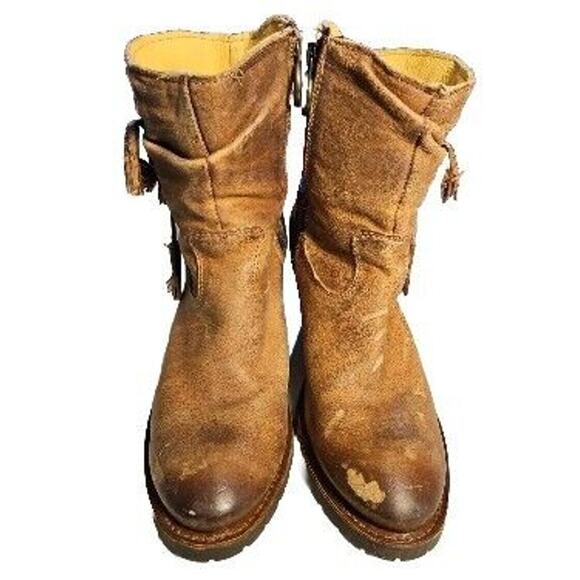 Justin Rustico Leather Boot Women 7 Distressed Western Cowgirl Tassel Brown Boho - Picture 8 of 16